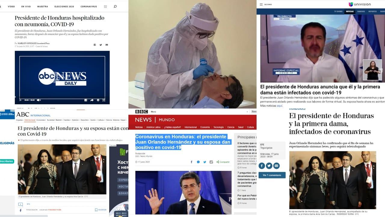 Imagen Principal de Nota: Así se informó en el mundo  que el Presidente Hernández dio positivo de covid-19
