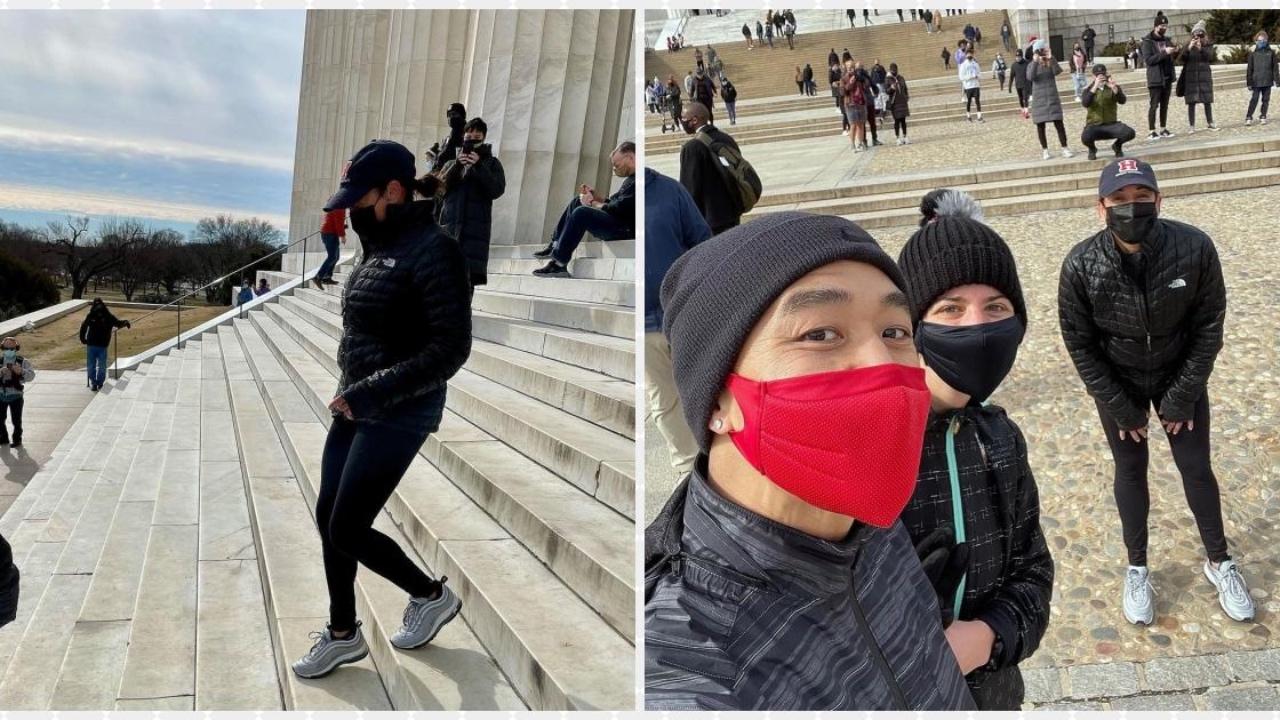 Imagen Principal de Nota: Kamala Harris hizo ejercicio en las gradas del Lincoln Memorial y el vídeo ya es viral