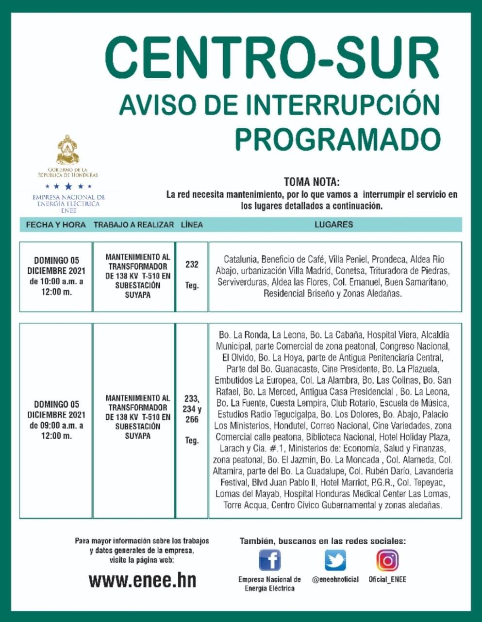 Imagen Principal de Nota: ¡Domingo sin luz! Barrios y colonias que no tendrán energía eléctrica el 5 de diciembre