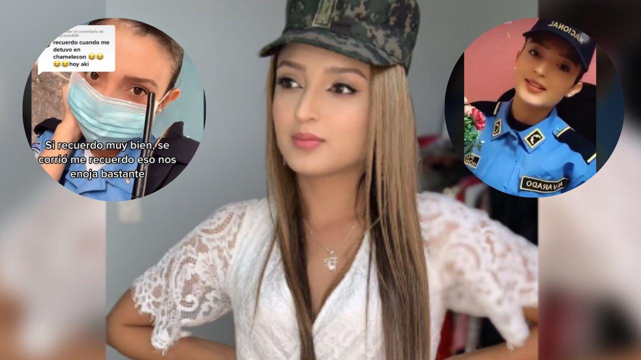 Imagen de ‘La Barbie Policía hondureña’ recuerda su época de agente luciendo su uniforme  azul
