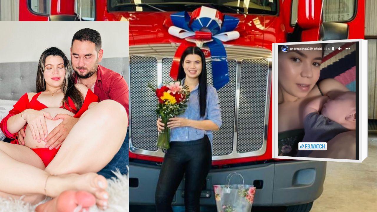 Imagen Principal de Nota: Andrea Ochoa, la  trailera hondureña en EE. UU. comparte emotivo video tras dar a luz a su bebé