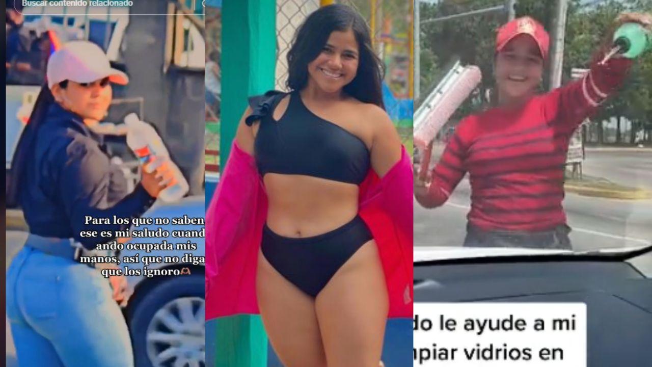 Imagen Principal de Nota: Yulissa Castellanos,  la guapa hondureña que para el tráfico al limpiar parabrisas y vender alimentos en SPS