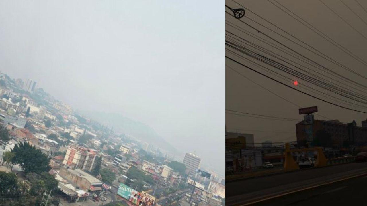 Imagen Principal de Nota: Capa de humo en Tegucigalpa: Alerta por calidad del aire peligrosa y lluvias con actividad eléctrica en camino