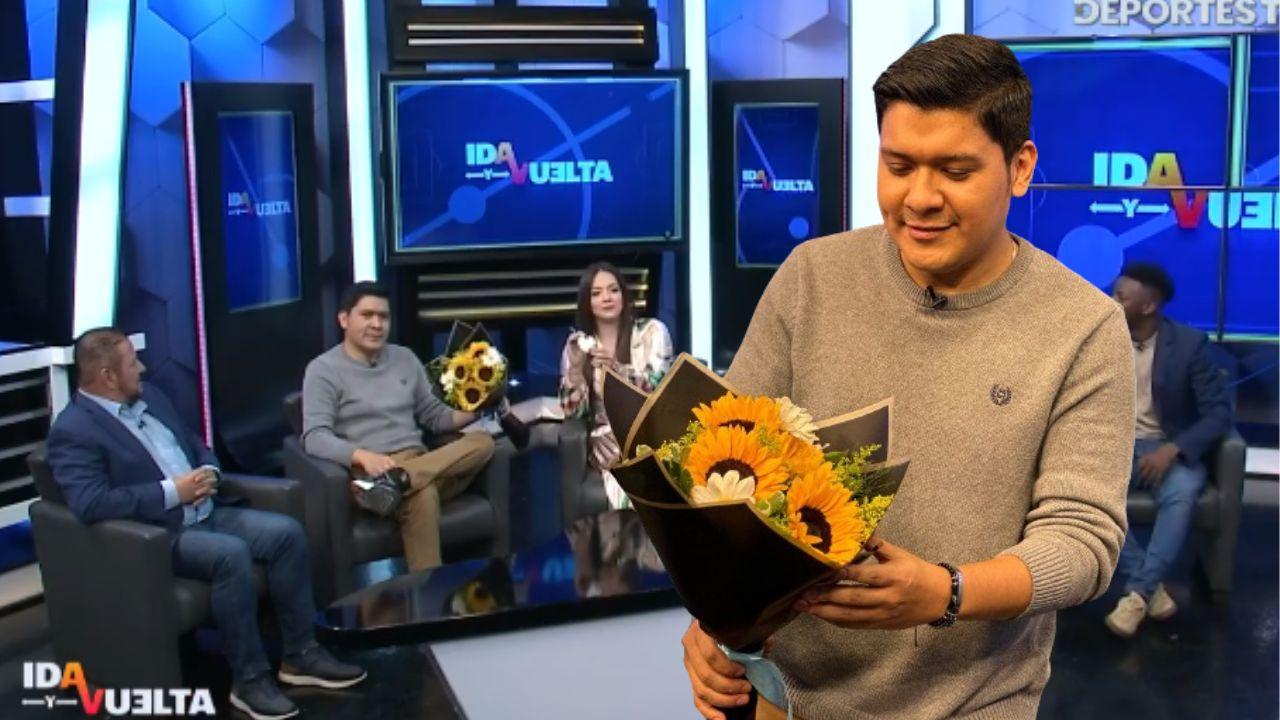 Imagen Principal de Nota: Néstor Cruz recibe girasoles en vivo de admiradora, ¿soltero?