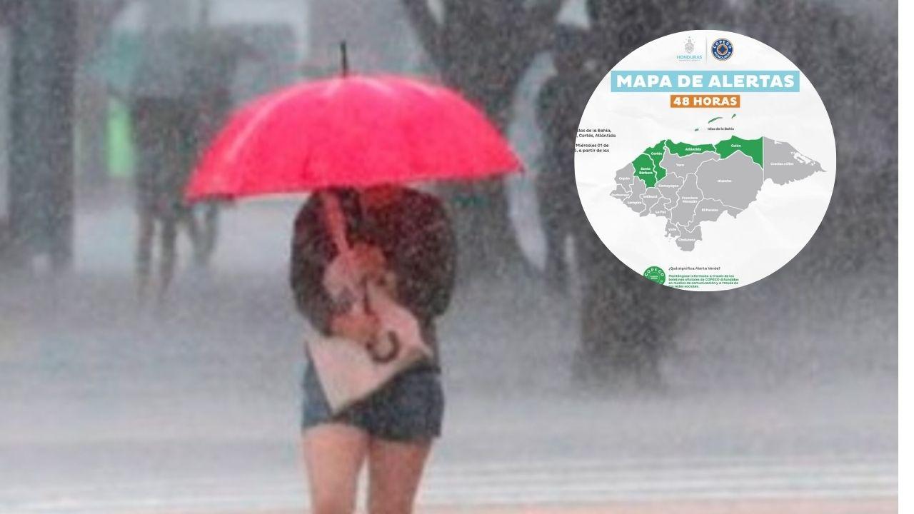 Imagen Principal de Nota: Lluvias persistirán este jueves: Copeco emite alerta verde en el Caribe y noroccidente de Honduras