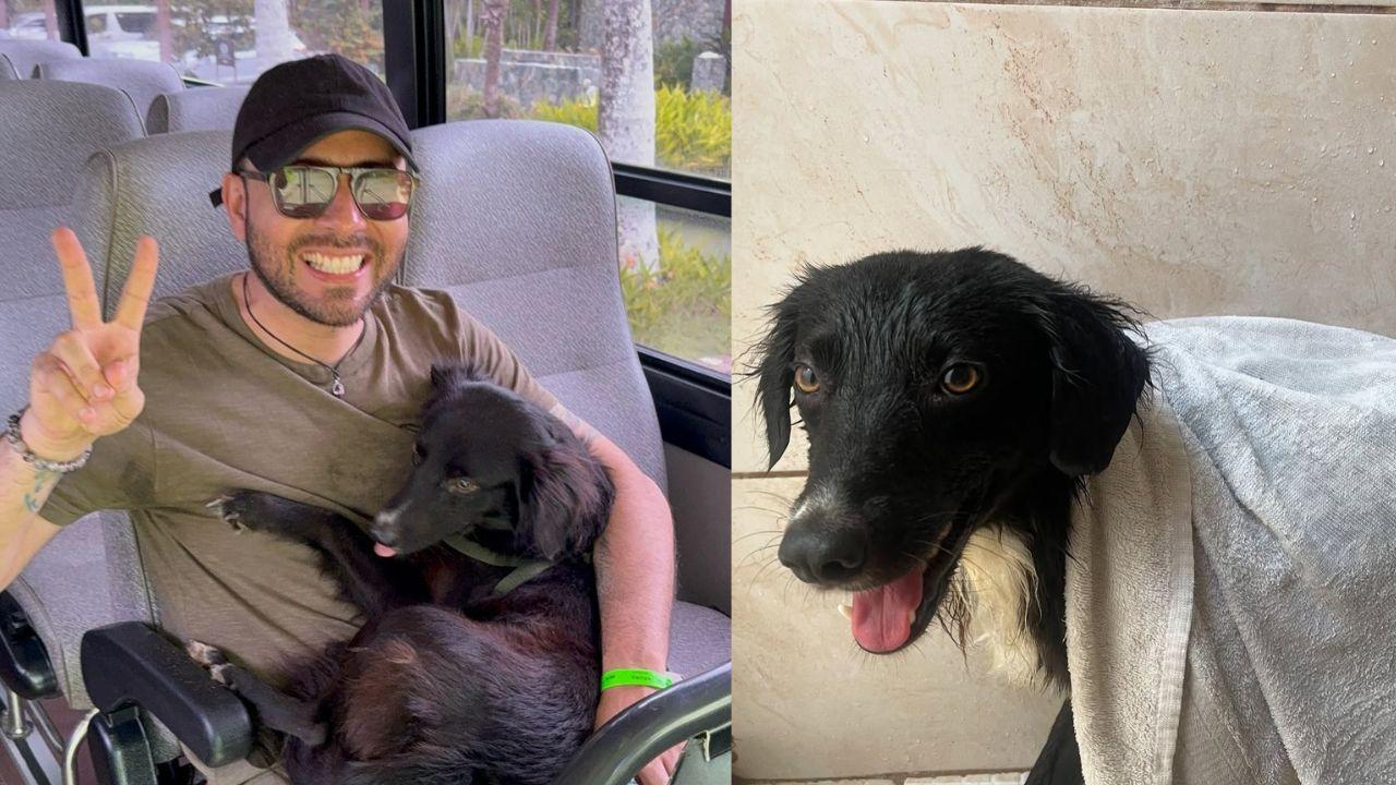 Imagen Principal de Nota: ‘Chepe’ adopta perrito callejero en Tela y lo presenta con emotivo mensaje
