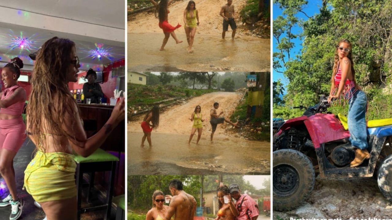 Imagen Principal de Nota: Karol G se desata en Jamaica: Risas, bailes bajo la lluvia y una aparatosa caída con susto en moto
