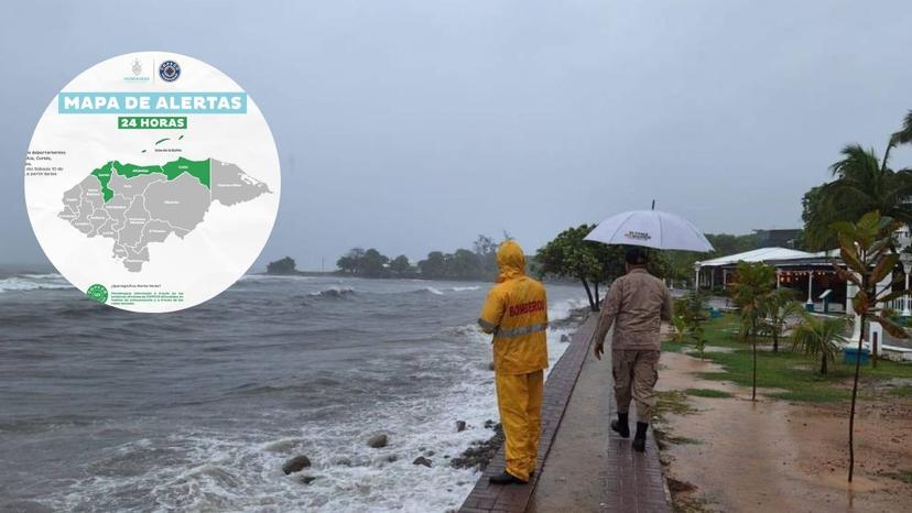 Alerta verde en cuatro departamentos de Honduras por lluvias intensas y alto oleaje, según Copeco